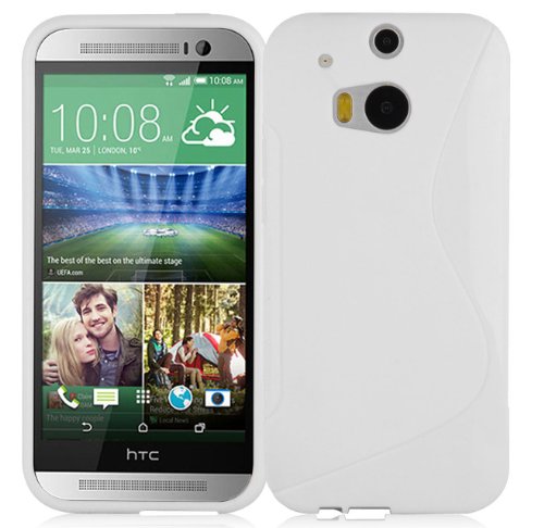 Cadorabo Funda para HTC One M8 (2.Gen.) en Blanco MAGNESIO - Cubierta Proteccíon de Silicona TPU Delgada e Flexible con Antichoque - Gel Case Cover Carcasa Ligera
