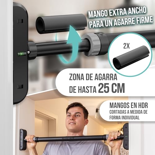 PULLUP & DIP - Marco de la puerta sin tornillos ni taladros Marco de la puerta telescópica extra segura con capacidad de carga de hasta 200 Kg. Barra antideslizant - Imagen 3