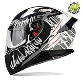 HAX Full Face Motorcycle Helmet with Dual Rear Wing, Motorbike Street Bike Helmet with Pinlock Ready...