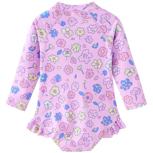 Image of UMELOK Baby Girls' One Piece Swimsuit Long Sleeve Rash Guard Swimwear