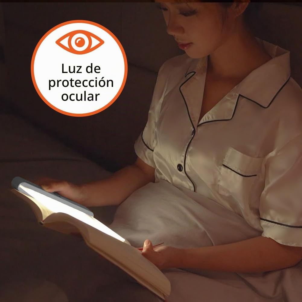 HOTUT Luz Plana para Libros, Luces de Lectura LED para Libros en la Cama, Lámpara de Lectura Recargable, 3 Colores de Protección Ocular & Brillos Continuamente Ajustables, Protección Ocular (Blanco)