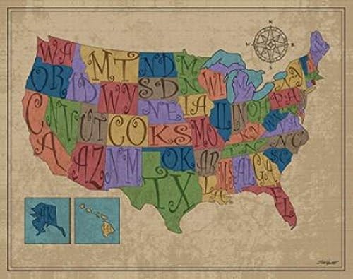 Posterazzi US Map Poster Print by Todd Williams, (22 x 28)