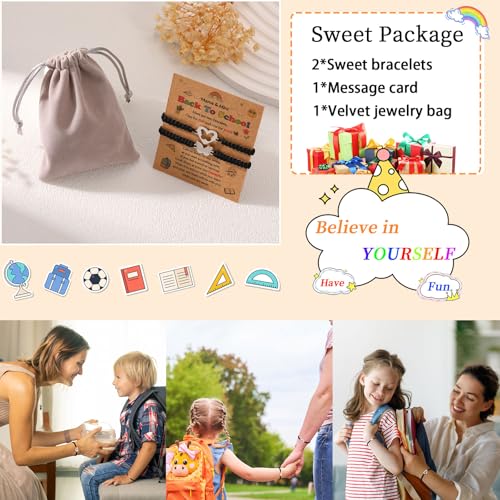 Image of P. BLAKE First Day of Kindergarten Bracelet Back to School Gifts Mommy and Me Matching Bracelets Set for Mother Daughter Son Girls Boys Jewelry Gifts
