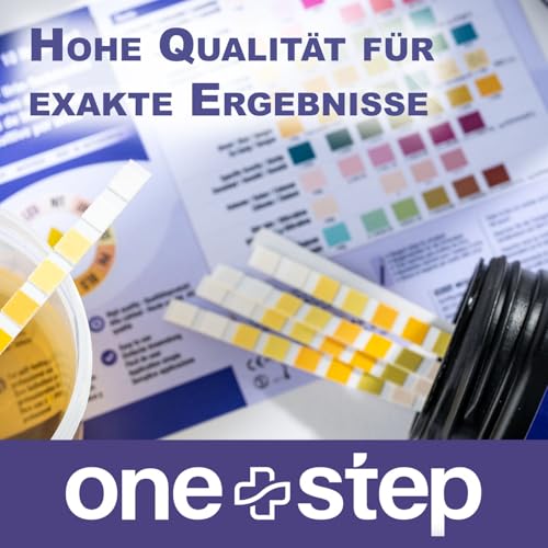 100 x One+Step Urin Teststreifen für 10 Parameter I Mit Farbkarte für genaues hygienisches Ablesen I Keton, Glukose, Bilirubin, spez. Dichte, Blut, pH, Protein, Urobilinogen, Nitrit, Leukozyten