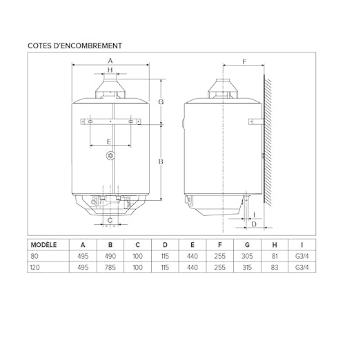 Ariston S/SGA X 80 FR - Gas-Durchlauferhitzer zur Wandmontage Kamin 75 l - 3211237 - (Styx TWB 3211232)