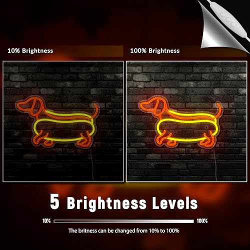 Image of Dachshund Neon Sign Cute Dachshund Neon Light LED Sign for Wall Decor,Animal Wiener Dog Neon Sign for Kids Gifts Game Room Party Man Cave Birthday Gift