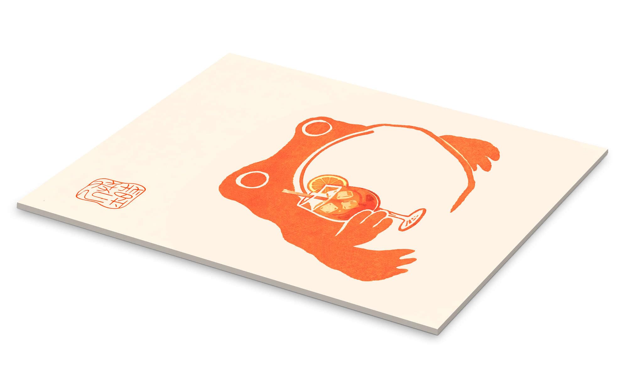 Posterlounge Meika Gafu - Aperol Frog Acrylglasbild | 60 x 80 cm von Matsumoto Hoji Beige Wandbilder Wanddeko