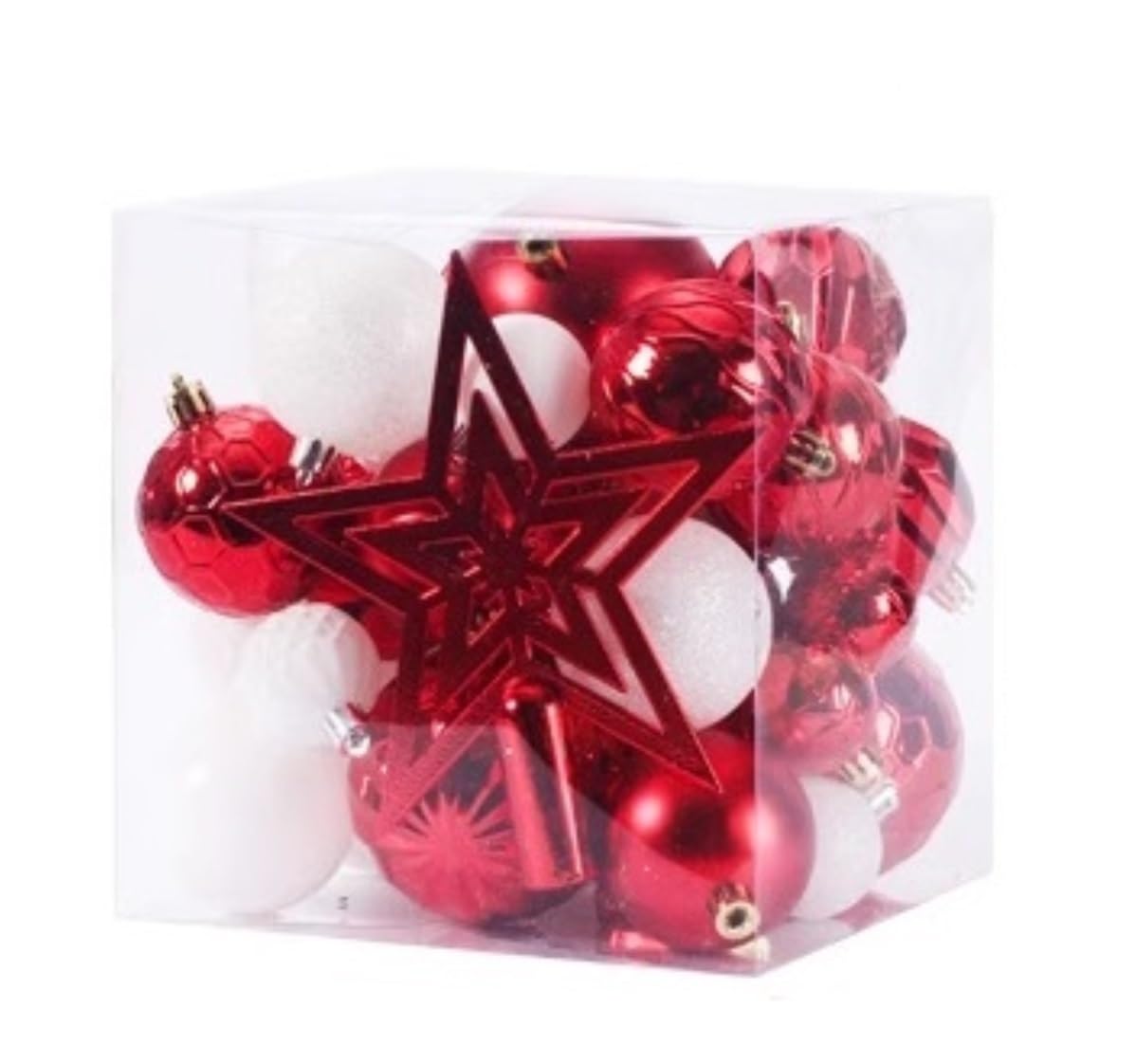 Weihnachtskugeln 45-teiliges Weihnachtsschmuck-Kugel-Set, Dekorationskugeln, Weihnachtsbaumkugeln, Hängende Kugel Für Urlaub, Hochzeit, Party Christbaumkugeln(Red+White)