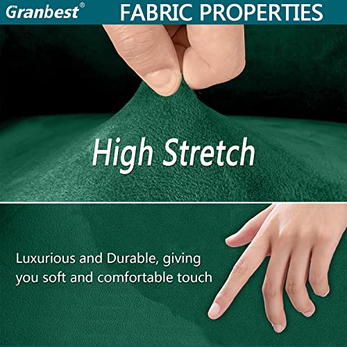 Granbest Velvet Plush Recliner Chair Cover High Stretch Recliner Slipcover Furniture Protector With Pockets(Dark Green) #TOP2