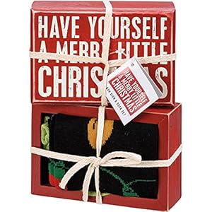 Primitives by Kathy Have Yourself A Merry Little Christmas Home Décor Sign and Sock Gift Set Primitives by Kathy Have Yourself A Merry Little Christmas Home Decor Sign and Sock Gift Set