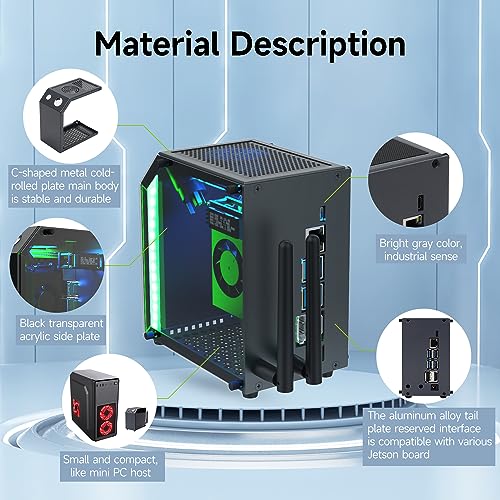 Image of Yahboom Jetson Case for Jetson Nano Orin Nano Orin NX Super Heat Metal Mini Protect Case with Cooling Fan Antenna RGB Light(OLED Needs Program Drive)