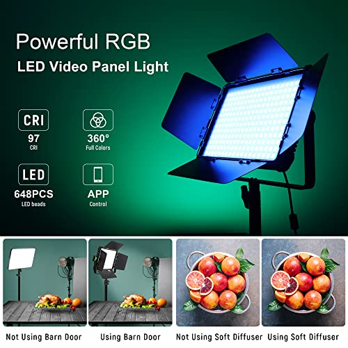 VILTROX 30W RGB LED Video Light Panel with APP Control 360° Full-Color Dimmable Bi-Color 2800K~6800K Photography Light with U Bracket and Barndoor Video Lighting CRI97+ for Gaming/Streaming/YouTube - Image 2