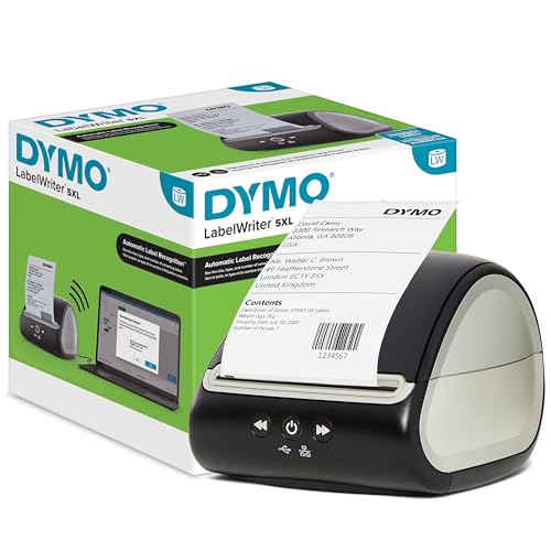 Dymo Labelwriter 5Xl Stampante Di Etichette | Riconoscimento Automatico Delle Etichette | Stampa Etichette Di Spedizione Extra Large Da Amazon, Ebay, 