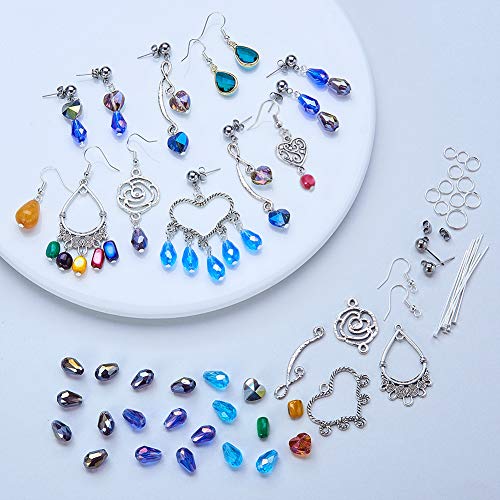 Sunnyclue 1 Box Diy 10 Pairs Chandelier Earrings Jewelry Making Starter Kit Chandelier Components Connector Charm Pendants, Shell Heart Beads, Earring Hooks Jewelry Findings For Adults Instruction #TOP2