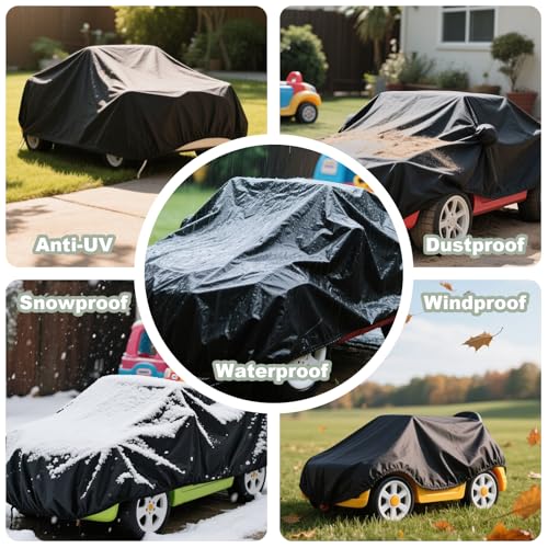 Image of Kids Ride On Toy Car Cover Waterproof Powered Wheels Cover for Best Choice Products Quad ATV Car 6V Kids Ride On Toy 12V Kid Toy Car Outdoor Protection Universal Kids Car Cover Dust Water Resistant UV