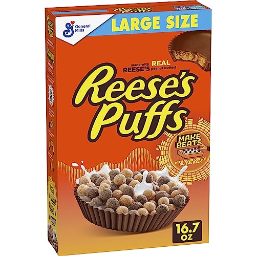 Reese's Puffs, Chocolatey Peanut Butter Cereal, 16.7 OZ Large Size Box