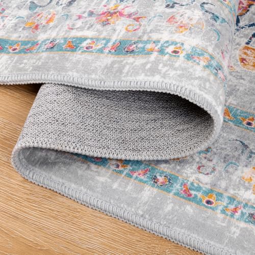 Pauwer Boho Washable Area Rug 4x6 Soft Living Room Bedroom Floor Carpet Mat Indoor Farmhouse Vintage Non Slip Accent Throw Rugs for Entryway Kitchen Dorm Dining Room