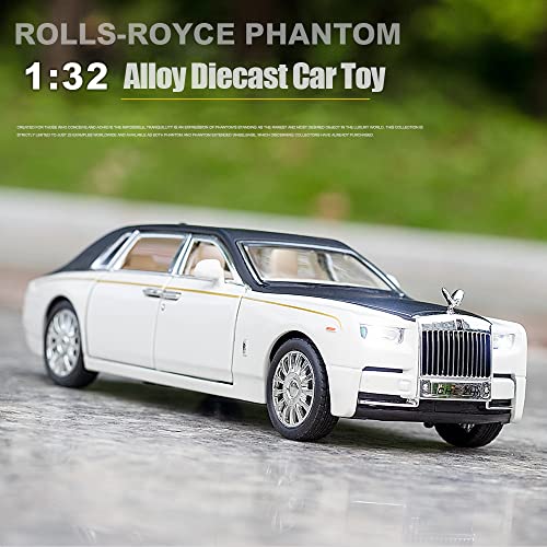 Metal Toy Cars Of Rolls-Royce Phantom, 1:32 Scale Rolls-Royce Model Diecast Cars With Door/Sound/Light/Pull Back, Rolls Royce Car Toy Gift For Christmas Newyear Birthday (1:32 Rolls Royce -White) #TOP1