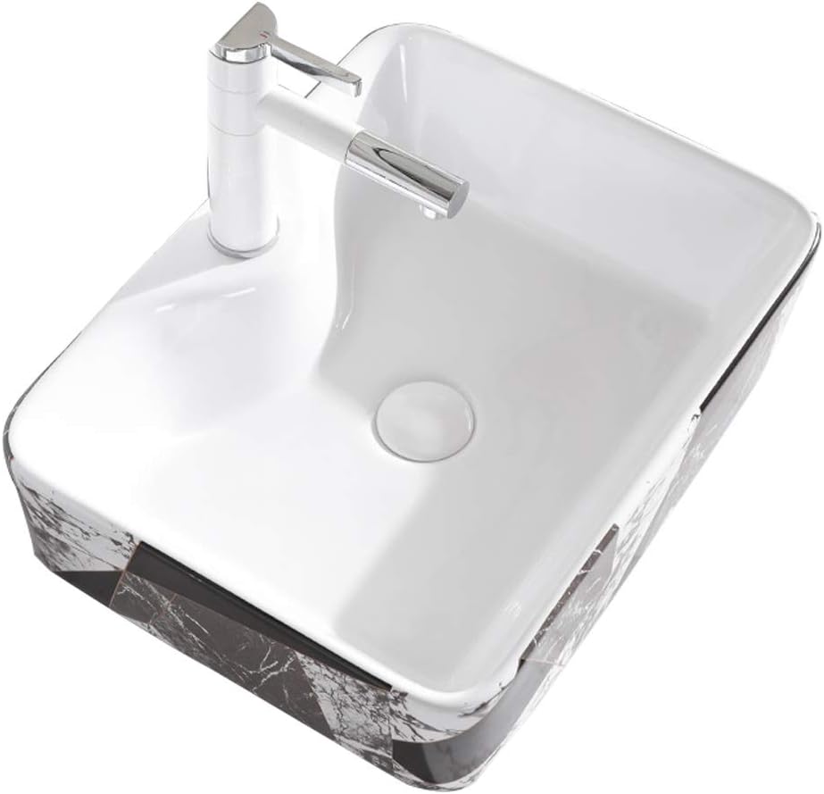 Pedestal Sinks Bathroom Sinks Ceramic Wash Basin Simple Bathroom Sink Bathroom Vanity Black and White Gray Style Gift