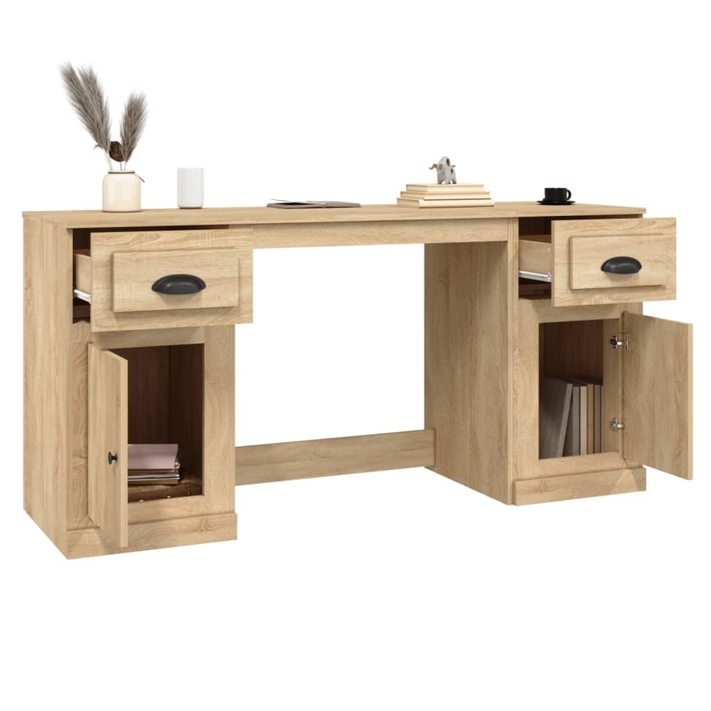 Scrivania con Armadietto Rovere Sonoma in Legno Multistrato 154,5x50x75 cm per Studio Ufficio Casa con Cassetto e Ripiano, Mobile Porta PC per Postazione Lavoro Smartworking Gaming