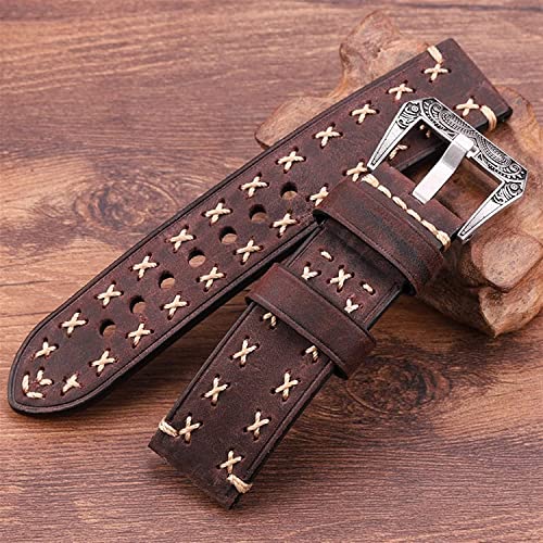 Bracelet de montre 24mm fait main avec boucle rétro en acier interchangeable - 7