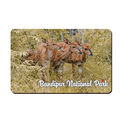 Image of Elegant Fridge Magnet with Themes |Rectangular Size Refrigerator Magnet with Magnetic Rubber Back | Pack of 1, 8.6cm X 5.4cm (Bandipur National Park)