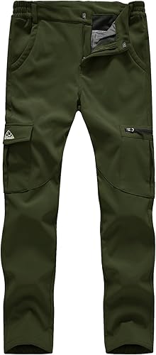 TBMPOY Pantalones cargo de senderismo para mujer, impermeables, resistentes al viento, forro polar, pantalones de nieve