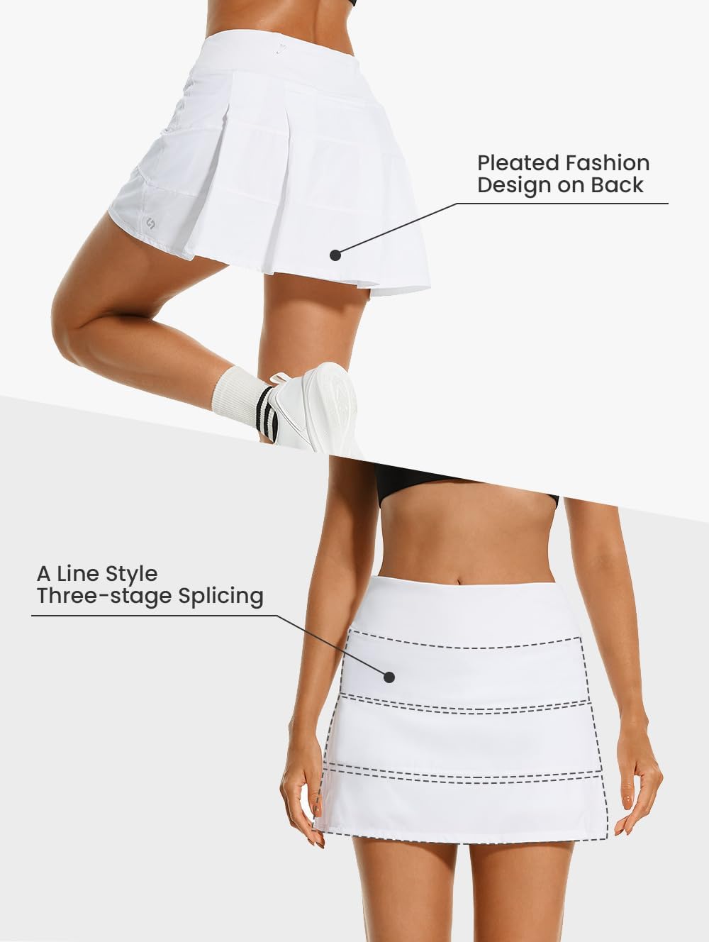 HODOSPORTS Womens Pleated Tennis Skirt Built-in Short Mini Golf Skort Athletic Skirt with 3 Pockets Workout Pickleball - Image 7