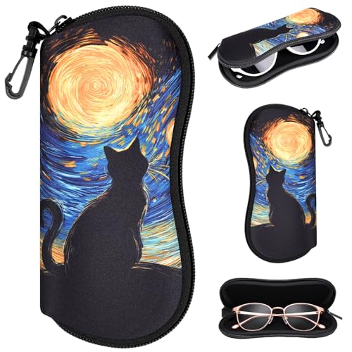 Image of Sunglasses Case with Belt Clip, Ultra Light Neoprene Zipper Soft Padded Glasses Case for Women Men