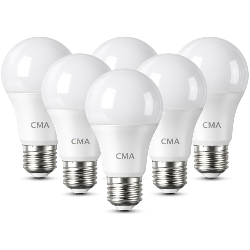 CMA LED Bulb 8.5w E27 Screw Bulb, Cool White 6500K, 60W Equivalent 935 Lumens Edison Screw Bulb, GLS Energy Saving LED Light Bulbs, Non-dimmable, Pack of 6 [Energy Class E]
