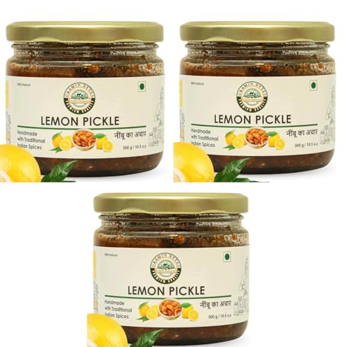 Gramin Bytes Lemon Pickle (300g PACK OF 3) | Traditional Homemade Taste | Authentic Indian Recipe | 100% Natural Ingredients | Tangy & Spicy Nimbu Achar | Perfect with Meals, Parathas & Snacks