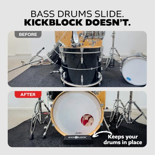 Image of KickBlock Standard Drum Rug with Drummer Towel & Stabilizers - Stage Black