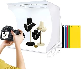 PULUZ Photo Studio Light Box 11.8'/30cm Adjustable Brightness Foldable Light Box Shooting Tent Kit with Ring Lights(128 LED Beads),6 Colors Backdrops for Items Photography