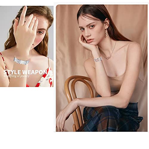 KACON Sterling Silver Bangle Bracelet, Fashion Simple Open Bangles Cuff bracelets for Women3