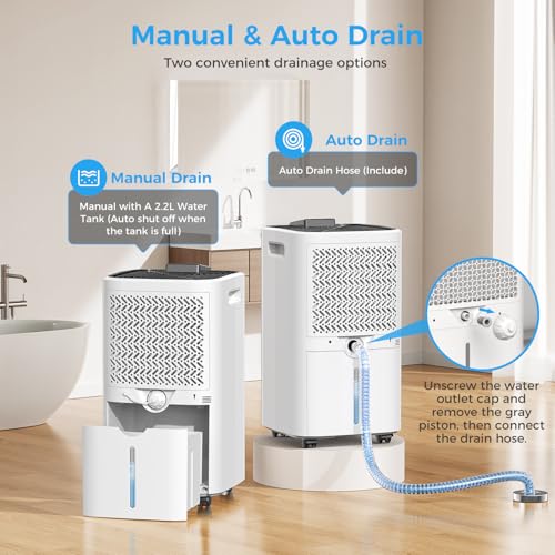 Image of 4000 sq.ft Dehumidifier for Basement, Trazico 45 Pint Dehumidifiers for Home with Drain Hose, Smart Humidity Control, 24H Timer, Auto Defrost, Ideal for Large Room, Bathroom, Bedroom, Garage, Black