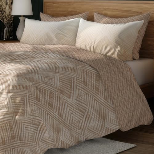Image of LANE LINEN 400TC Morrison Bloom Super King Size Bedsheet with 4 Pillow Cases | 100% Cotton Digital Print Bedding Set (2.74 M x 2.74 M) | Modern Floral Pattern for Luxurious Comfort (Brown)