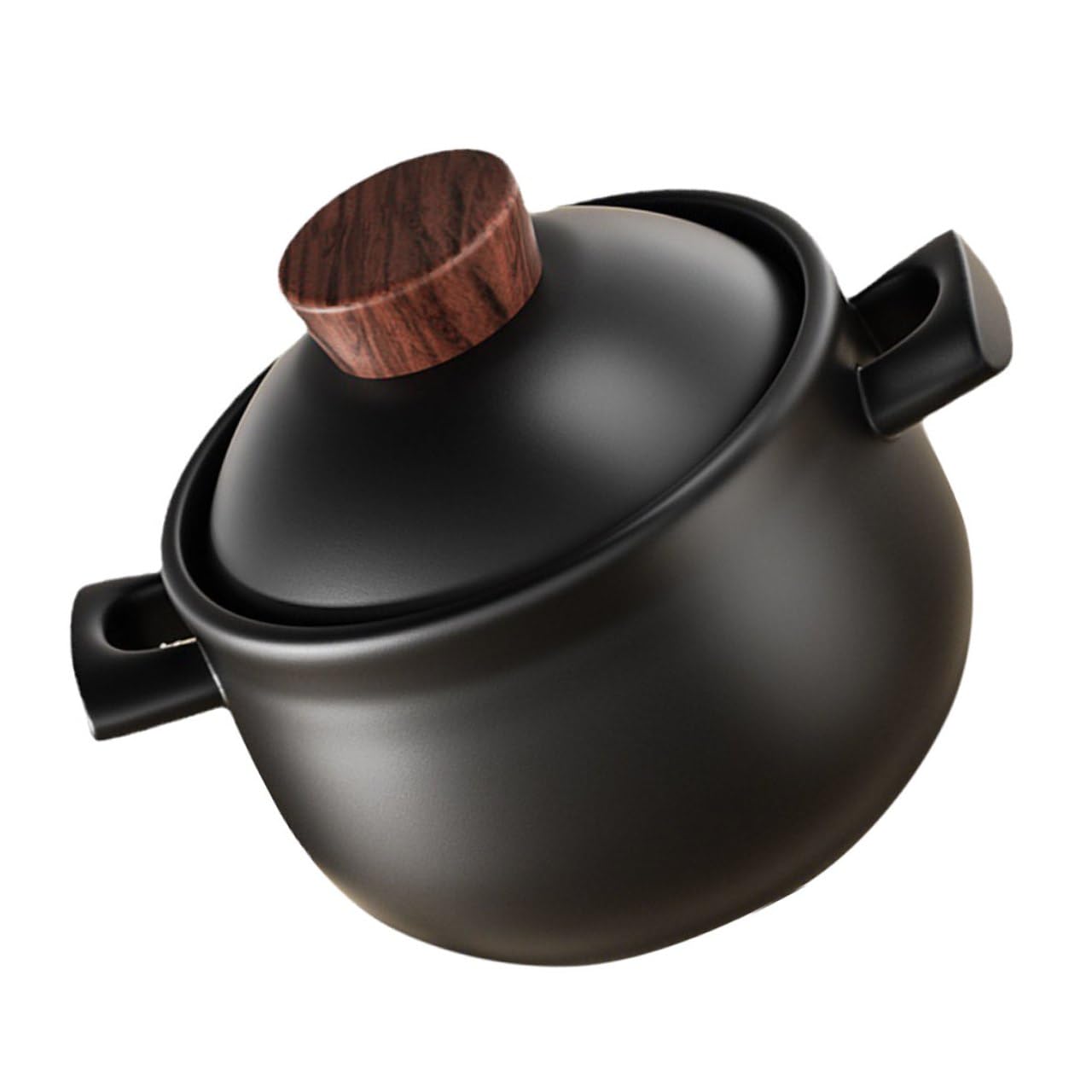 Casseruola e Non Facile da Rompere da 2,5l in Ceramica per Uso Domestico con Manico Spesso in Legno, Resistente al Calore per Stufati e Zuppe su Fornello a Gas
