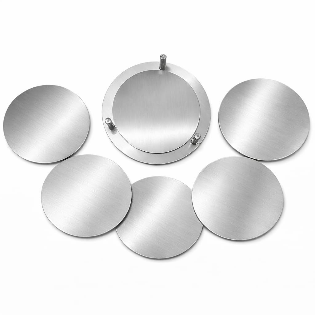 Premium Silver Round Coasters Set of 6 | Stainless Steel Table Coasters for Tea Cups, Coffee Mugs, Beer Cans & Cold Drinks-image-24