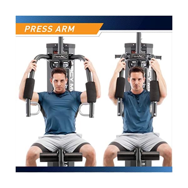 Marcy 150lb. Stack Home Gym with Pulley, Arm, and Leg Developer Multifunctional Workout Station for Weightlifting and Bodybuilding – 300 lbs Capacity MWM-4965, Black