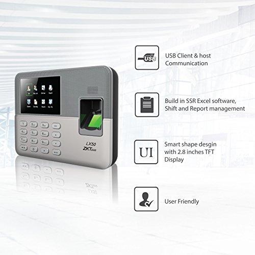 ZKTeco-Biometric-Fingerprint-Time-Attendance-Clock-Employee-Checking-in-Recorder-with-Build-in-SSR-Excel-Software-Silver