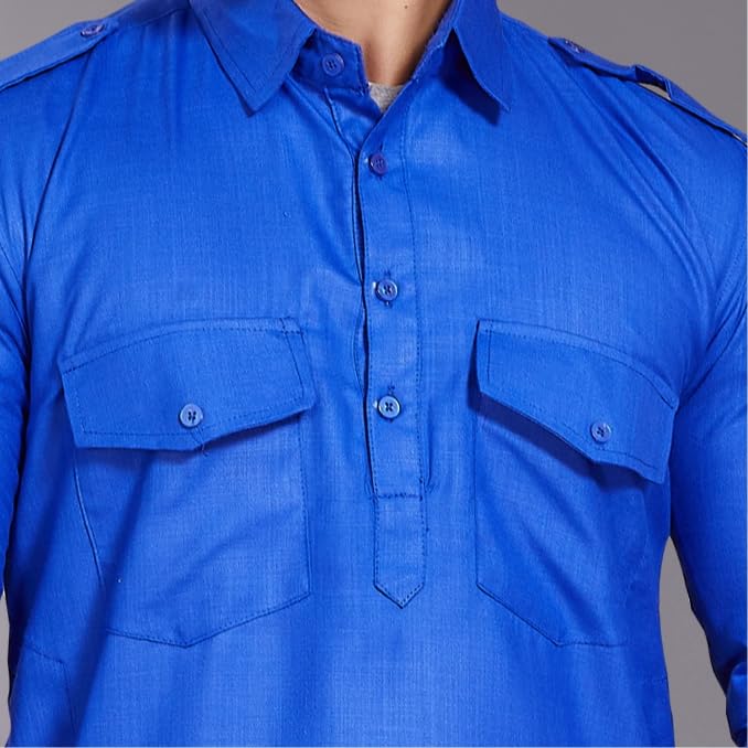 Image of DIVISIVE Men's Cotton Blend Pathani Kurta Pyjama Set