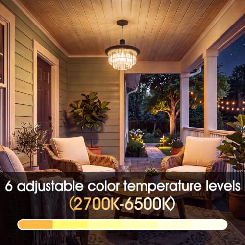 Image of Neoglint Solar Pendant Light Outdoor 222 LED IP65 Split Design Dimmable | Crystal-like design, 6 Color Temperatures 2700K-6500K, 16.4ft Cable for Gazebo, Galcony, Shed and Patio