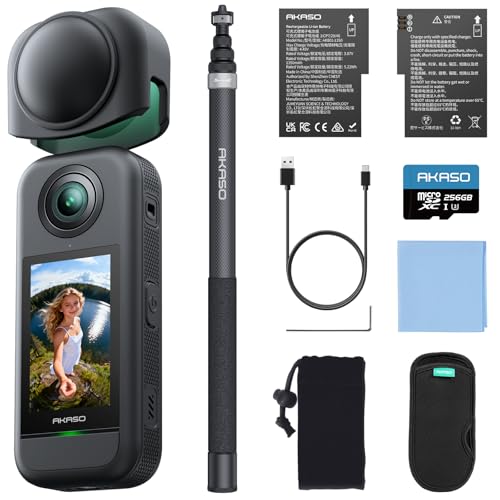 AKASO 360 h[r[R{ 256GB SDJ[ht 360xJ-ANVJ 5.7K360x 72MP360xʐ^ V^1/2C`48MPZT[ 360xێ 360° X[p[X[X 艻@\ AIҏW 