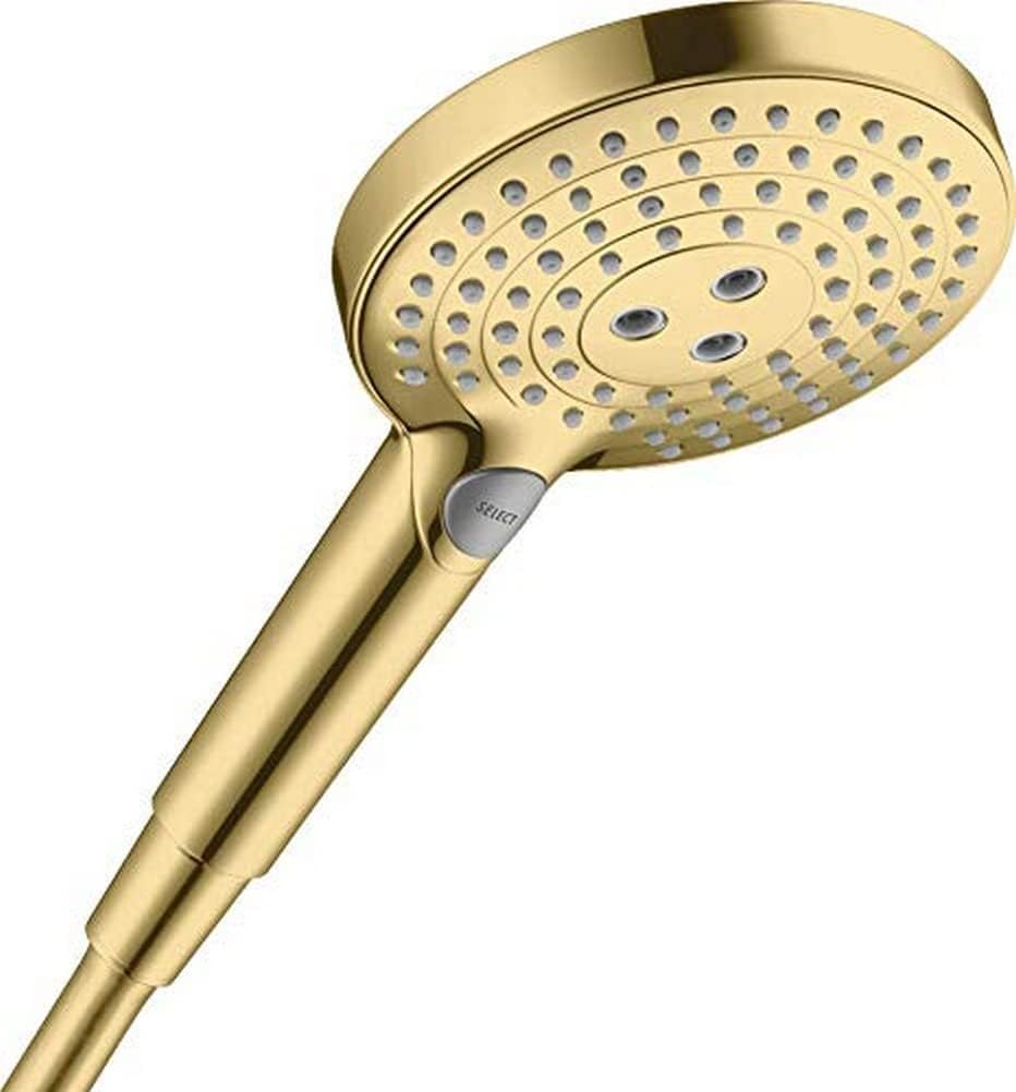 hansgrohe 26530990 Raindance Select S Hand Shower 120 3 Jet Polished Gold Optic, 3 Sprays