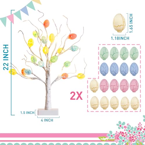 PEIDUO-Easter-Decorations-22-Easter-Tree-Lighted-Tabletop-with-36-Cracked-Egg-Easter-Egg-Tree-for-Spring-Decoration-2PK-Pre-lit-White-Birch-Tree-for-Indoor-Home-Decor-USB-and-Battery-Powered PEIDUO Easter Decorations 22 Easter Tree Lighted Tabletop with 36 Cracked Egg Easter Egg Tree for Spring Decoration 2PK Pre lit White Birch Tree for Indoor Home Decor USB and Battery Powered