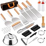 Leonyo 18-Piece Griddle Accessories Kit, Stainless Steel Grill Accessories Set with Metal Spatula,...