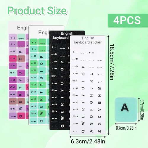 4 Pegatinas para Teclado, Letras Universales para PC Laptop miniatura 2