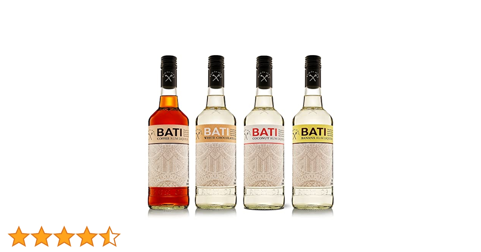 BATI Fiji Rum Liqueur Set of 4 Bottles of 700 ml, 25
