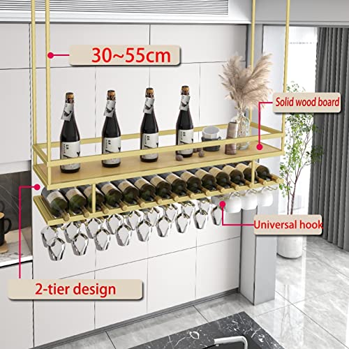 Support à vin suspendu réglable de 30 à 55 cm avec double étagère - 5