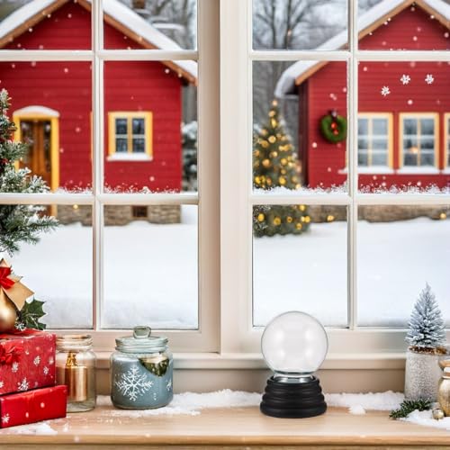 Globo de nieve de bricolaje Gatuida con base de rosca y copos de nieve para decoración navideña 6
